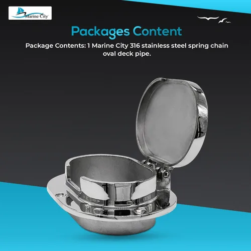Miniatura 7 de MARINE CITY Cadena de acero inoxidable 316, tubo ovalado para cubierta resistente, duradero en el entorno de agua salada, acabado brillante suave