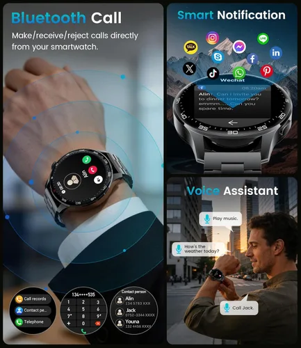 Miniatura 3 de Reloj inteligente para hombre (respuesta/hacer llamadas), reloj inteligente de pantalla grande HD de 1,7 pulgadas para hombre con batería de 800