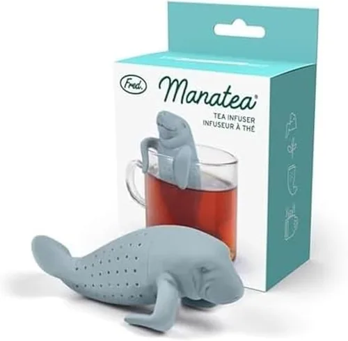 Genuine Fred, MANATEA, infusor de té de silicona reutilizable Manatee, azul, regalo divertido para los amantes del té, artilugio de cocina