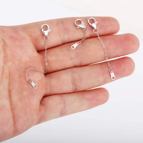 Miniatura 7 de Extensor de collar de cadena de oro blanco 925 de plata de ley 925, extensores de tobillera, extensión de cadena para hacer joyas (1 2 3 pulgadas)