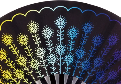 Miniatura 8 de Abanico grande plegable de mano para mujeres/hombres, ventiladores de mano chinease/japonés de bambú y tela de nailon, perfecto para refrescar