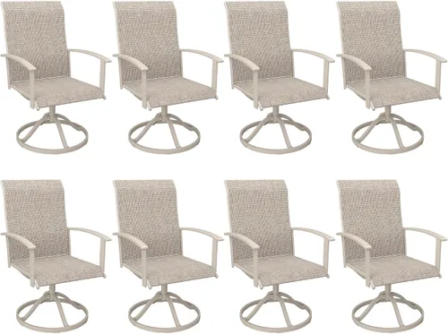 Miniatura 40 de VICLLAX Juego de 2 sillas de comedor giratorias para patio, sillas de exterior de tela de malla de textileno acolchada con reposabrazos para porche