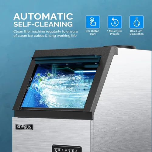 Miniatura 5 de ROVSUN - Máquina comercial para hacer hielo de acero inoxidable, 50 kg/24 horas, automática, para debajo de la encimera/portátil, independiente
