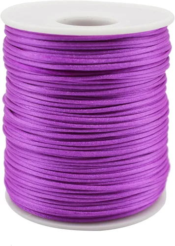 Miniatura 22 de Cordón de nailon blanco satinado de 0.039 in x 109 yardas de seda satinada para pulseras, collares, fabricación de joyas, nudos chinos, macramé