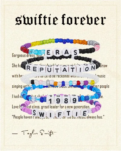 JALZEMPL 5Pcs Taylor Eras Tour Swiftie Bracelets Lover 1989 Reputation Mid Friendship Bracelet Beads Set Lover Era Taylor Outfit Inspired Lover