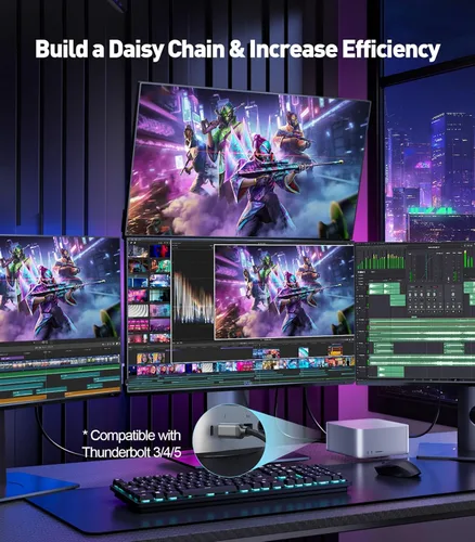 Miniatura 8 de UANTIN Cable USB C a DisplayPort 1.4 de 6 pies 8K@60Hz 4K@240Hz, Thunderbolt 5/4/3 a Display Port Cable de Alta Velocidad USBC a DP 32.4Gbps