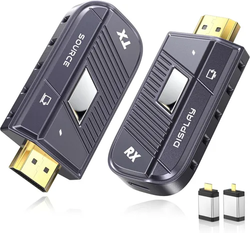 TeckyGem Transmisor y Receptor HDMI Inalámbrico, Extensión HDMI Inalámbrica de 328FT/100M [Dual-Band de 2.4/5GHz, Pantalla Giratoria] Enchufe y