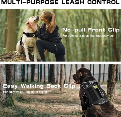 Miniatura 3 de Arnés para perro pequeño, arnés táctico resistente sin tirones, sin estrangulamiento, chaleco para mascotas fácil de poner y quitar con sistema