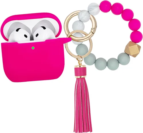 Miniatura 16 de KOUJAON Funda compatible con AirPods 4, funda protectora de silicona suave con llavero de pulsera, compatible con auriculares inalámbricos Apple Té