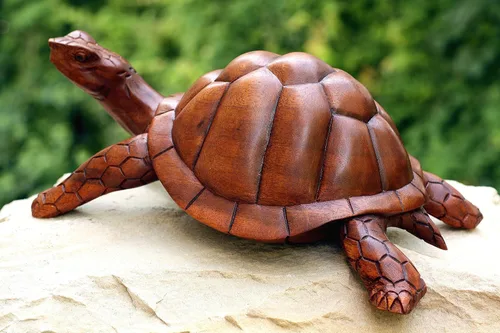 Miniatura 4 de G6 Collection Estatua de tortuga de madera grande de 12 pulgadas tallada a mano, escultura decorativa de madera, decoración del hogar, hecha a mano