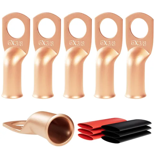 Miniatura 10 de 6 piezas 1/0 AWG - 1/2" (M12) Sanuke Terminales de anillo para cable de alambre con conectores de extremos resistentes para cable de batería, ojales