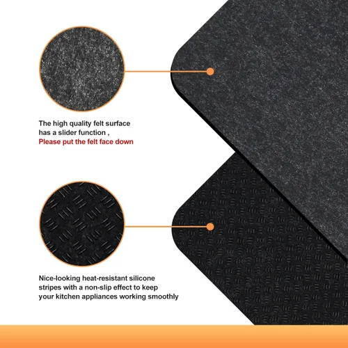 Miniatura 2 de SIUDANGKA 2 alfombrillas resistentes al calor para freidora de aire, cafetera, tostadora, protector de encimera rectangular negro de fieltro