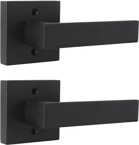 Miniatura 11 de Probrico Paquete de 4 manijas de puerta simuladas en negro mate, manijas interiores que no giran, manijas reversibles resistentes para interiores