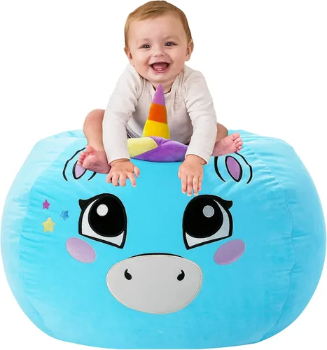 Aubliss Almacenamiento de animales de peluche, funda para puf de terciopelo, grande de 32 pulgadas, ultra suave, organizador de almacenamiento de