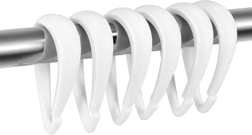 Miniatura 17 de Top-spring Ganchos para cortina de ducha, anillos de cortina de ducha de plástico negro, ganchos de ducha en forma de gota para cortina de baño