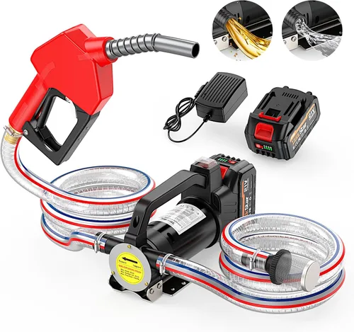 TaskStar Bomba de transferencia de combustible con batería, bomba eléctrica de 13 GPM con batería de 21V 4.0Ah y cargador, bomba inalámbrica