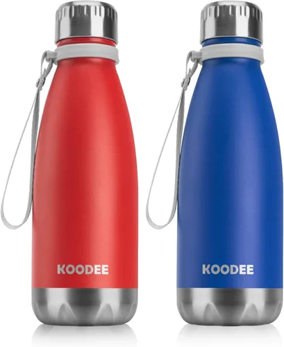 Miniatura 16 de koodee Botella deportiva de agua aislada al vacío de doble pared de acero inoxidable, 17 oz, con forma de botella de refresco, a prueba de fugas