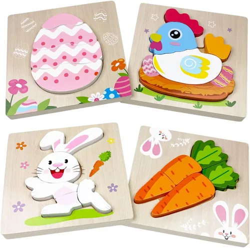 Miniatura 7 de Anditoy Paquete de 4 rompecabezas de madera de Navidad para niños pequeños, juguetes de Navidad, rellenos de calcetines de Navidad, regalos de fiesta