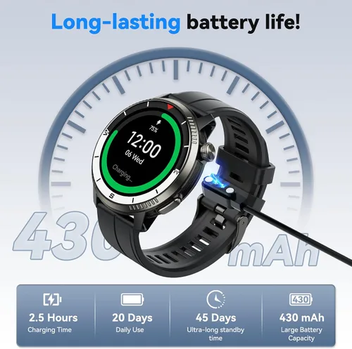 Miniatura 7 de Reloj inteligente para hombres, reloj inteligente con GPS, rastreador de actividad física con monitor de frecuencia cardíaca/sueño, podómetro