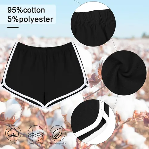 Miniatura 3 de URATOT Women's Cotton Shorts Gym Shorts Yoga Shorts Summer Running Active Shorts Dance Elastic Shorts, Pack of 2