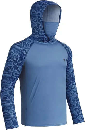 Miniatura 31 de Rodeel - Camisa de pesca para hombre con manga larga, UPF 50+, rendimiento de alto rendimiento para senderismo, con máscara, protección UV
