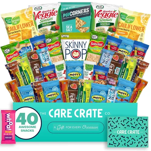Miniatura 11 de Paquete de cuidado de caja de aperitivos pequeña (paquete variado de 31 piezas), papas fritas, dulces, cacahuetes, palomitas de maíz, galletas