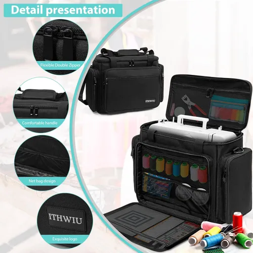 Miniatura 4 de Estuche de transporte para máquina de coser con múltiples bolsillos de almacenamiento para accesorios, bolsa universal de almacenamiento compatible