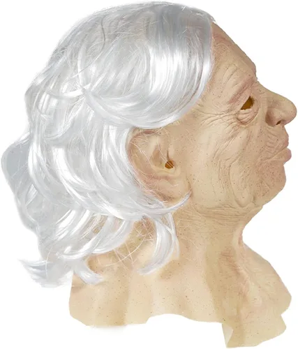 Miniatura 4 de Máscara realista de anciano para mujer, para Halloween, máscara de látex visible, máscara para la cabeza, accesorio para fiesta de disfraces
