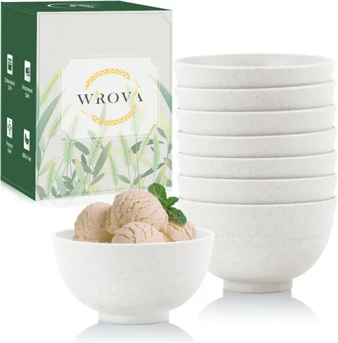 Miniatura 8 de Wrova Juego de 8 cuencos de paja de trigo para postre de 10 onzas, cuencos irrompibles para niños, mini cuencos para helado, aperitivos y frutas