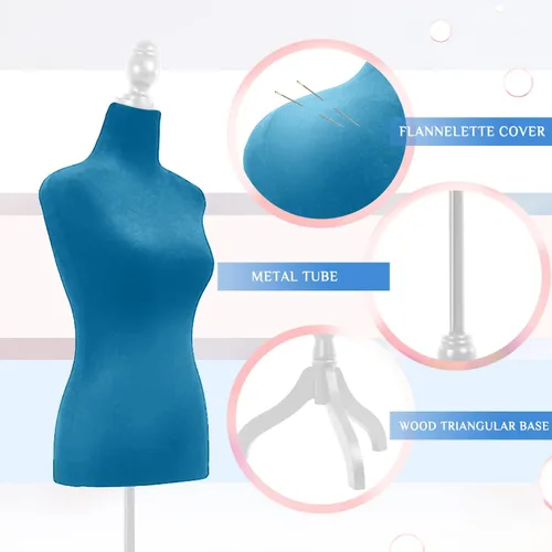 Miniatura 2 de Maniquí para mujer, forma de vestido, maniquí de costura, torso con soporte de 50 a 63 pulgadas, maniquí ajustable portátil para exhibición de ropa