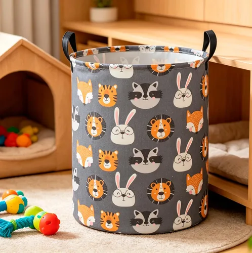 Miniatura 2 de CLOCOR Cesta de lavandería para niños, contenedor de almacenamiento de tela plegable, cesta de guardería para niños, cubo de juguetes para niños