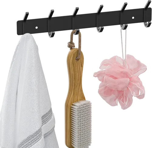 Miniatura 4 de VAEHOLD Ganchos de Pared para Abrigos Montados en Pared, Perchero con 6 Ganchos Dobles para Colgar Toalla Sombrero Abrigo Bata Bolsa Llave para Baño