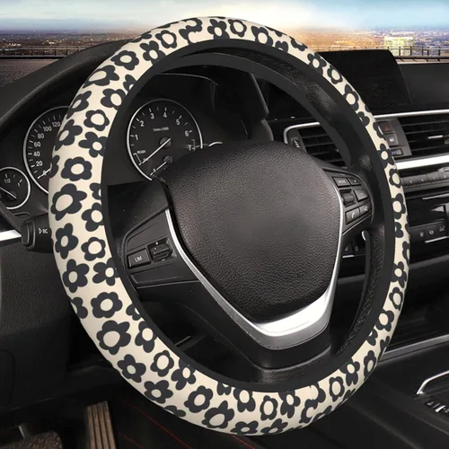 Miniatura 19 de Funda para volante con diseño floral abstracto de flores rosadas para mujeres, hombres y niñas, accesorios de automóvil, decoración antideslizante