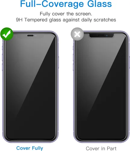 Miniatura 4 de JETech Protector de pantalla One Touch Install para iPhone 11/XR de 6.1 pulgadas, película de vidrio templado de cobertura completa, kit
