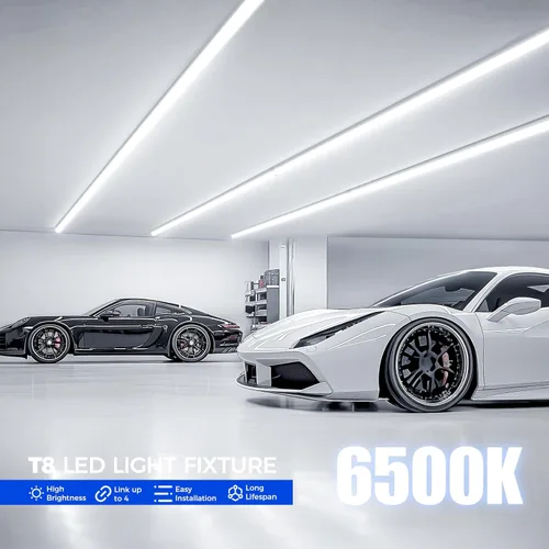 Miniatura 3 de Barrina Luz LED de tienda de 8 pies, 72 W, 10000 lúmenes, 6500 K, luces de tubo LED enlazables de cubierta transparente, lámpara T8 integrada, luces