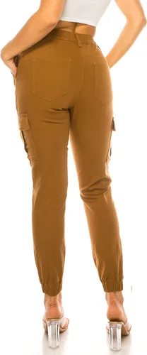 Miniatura 3 de Double Denim January 5th Pantalones deportivos tipo cargo de cintura alta para mujer, estilo casual, cintura elástica, pantalones deportivos cónicos