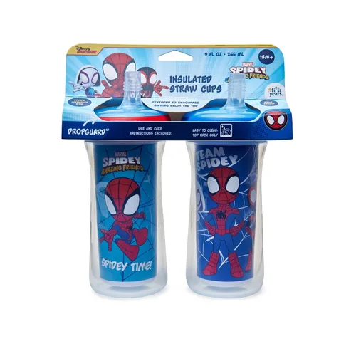 Miniatura 7 de The First Years Spidey and His Amazing Friends - Vasos aislados con pajita para niños pequeños con pajitas y protección DropGuard - Botellas de agua