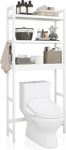 SMIBUY Estante de almacenamiento de baño, estante organizador de bambú sobre el inodoro, ahorro de espacio de inodoro independiente con estantes