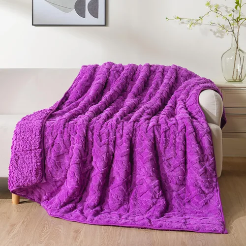Miniatura 10 de Uttermara Manta con Peso para Adultos Tamaño Twin 12 libras 48x72 pulgadas, Manta con Peso de Sherpa Jacquard Suave de Doble Cara, Manta Gruesa