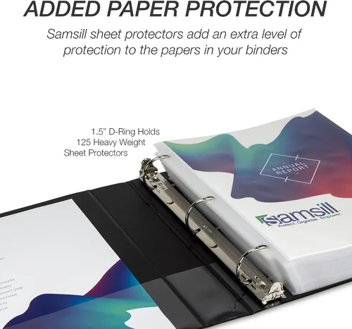 Miniatura 417 de Samsill - Carpeta duradera de 5 pulgadas, fabricada en los Estados Unidos, con anillos en D, transparente y personalizable, color blanco