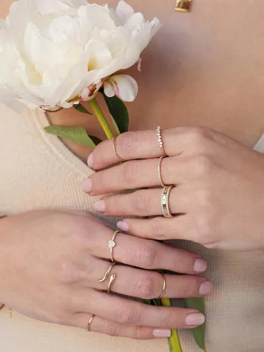 Miniatura 3 de Anillo de lágrima de cúpula chapada en oro de 18 quilates, ajustable, de bambú, de alto pulido, grueso, cómodo, anillo abierto, joyería minimalista