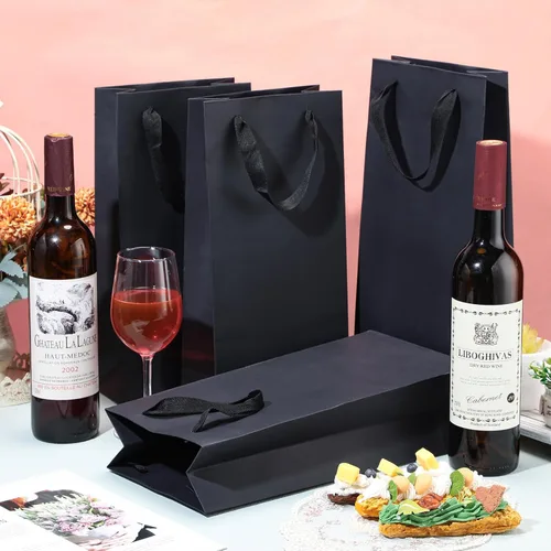 Miniatura 3 de Yeaqee Paquete de 50 bolsas de vino para botellas dobles de vino, regalos de 6.6 x 3.6 x 13.8 pulgadas, bolsas para botellas de manualidades, bolsas