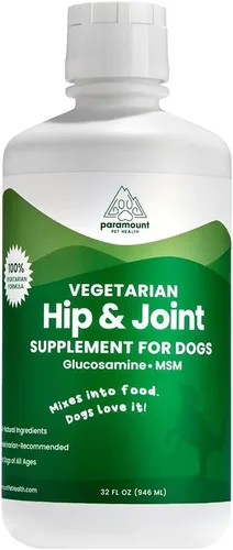 Miniatura 10 de Paramount Pet Health Glucosamina líquida a base de plantas para perros, 1600 mg de apoyo articular condroitina, MSM y Omega 3-6-9, suplemento