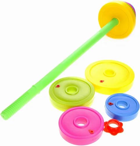 Miniatura 3 de PowerTRC Juguete de playa para niños con barra para ejercicios de simulación, relleno de pesas ajustables con agua o arena, entrenamiento, gimnasio