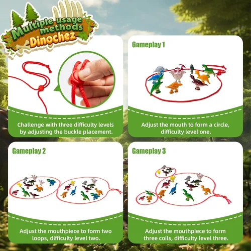 Miniatura 5 de Juego de ajedrez magnético 2025, juego magnético de dinosaurios para niños, juego de ajedrez 20 piedras de dinosaurio, 1 cuerda y 1 bolsa