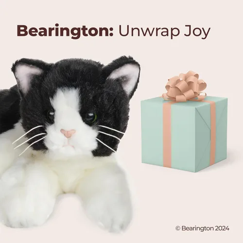 Miniatura 5 de Bearington Jinx Gato Negro de Peluche - Animal de Peluche de Gato Realista de 15" con Pelaje Suave y Detalles Realistas para Niños Pequeños