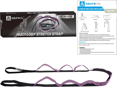 Miniatura 7 de A AZURELIFE Half-Elastic Stretch Straps with 11 Loops, Stretching Strap for Physical Therapy, Multi-Loop Yoga Strap Fitness Exercise Strap for Yoga