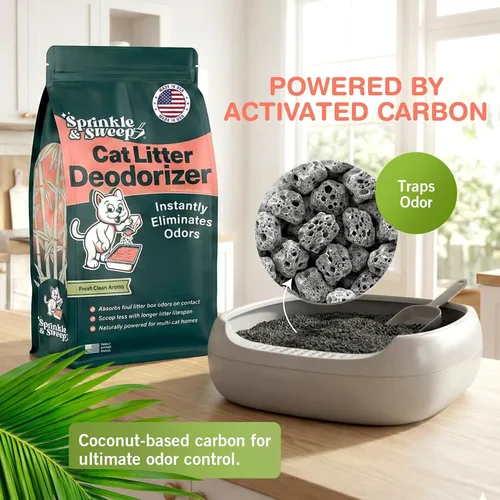 Miniatura 4 de Sprinkle & Sweep Desodorizador de Caja de Arena – Desodorizante de arena para gatos no tóxico y seguro para gatitos – Elimina instantáneamente