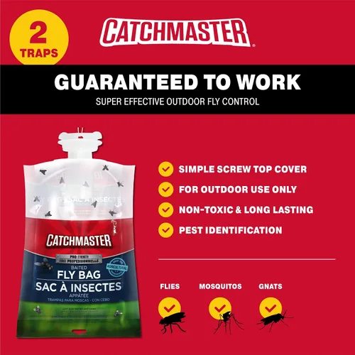 Miniatura 4 de Catchmaster Paquete de 20 trampas para moscas, bolsa para moscas y cinta para moscas, trampas para moscas de frutas para interiores y exteriores