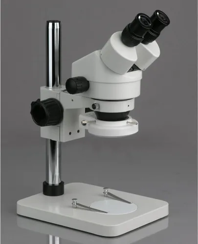 Miniatura 3 de Microscopio binocular estéreo 7X-45X con soporte de pilar de 14" y luz de anillo de 64 LED